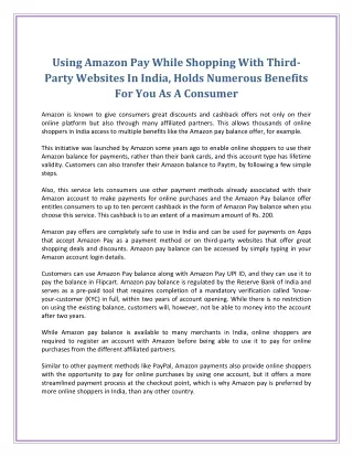using amazon pay while shopping with third party
