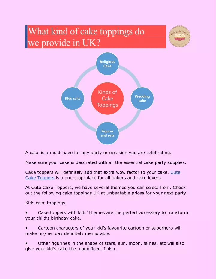 what kind of cake toppings do we provide in uk