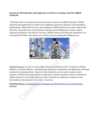 increase in oil production and exploration