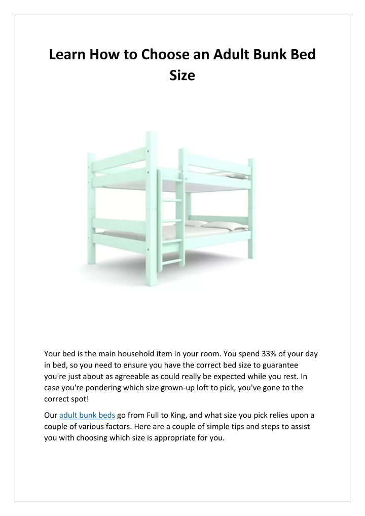 learn how to choose an adult bunk bed size