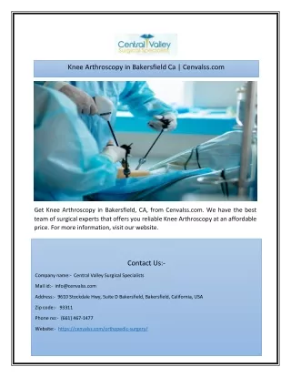 knee arthroscopy in bakersfield ca cenvalss com