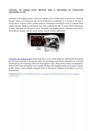automatic cell imaging system effectively helps