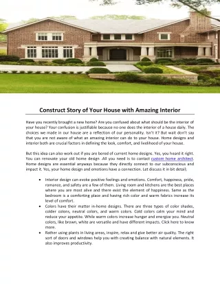 Construct Story of Your House with Amazing Interior