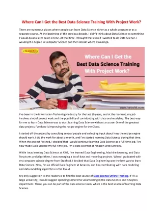 Where Can I Get the Best Data Science Training With Project Work