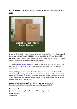 global natural kraft paper market analysis 2016