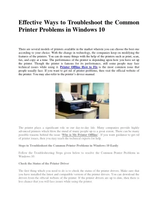 effective ways to troubleshoot the common printer