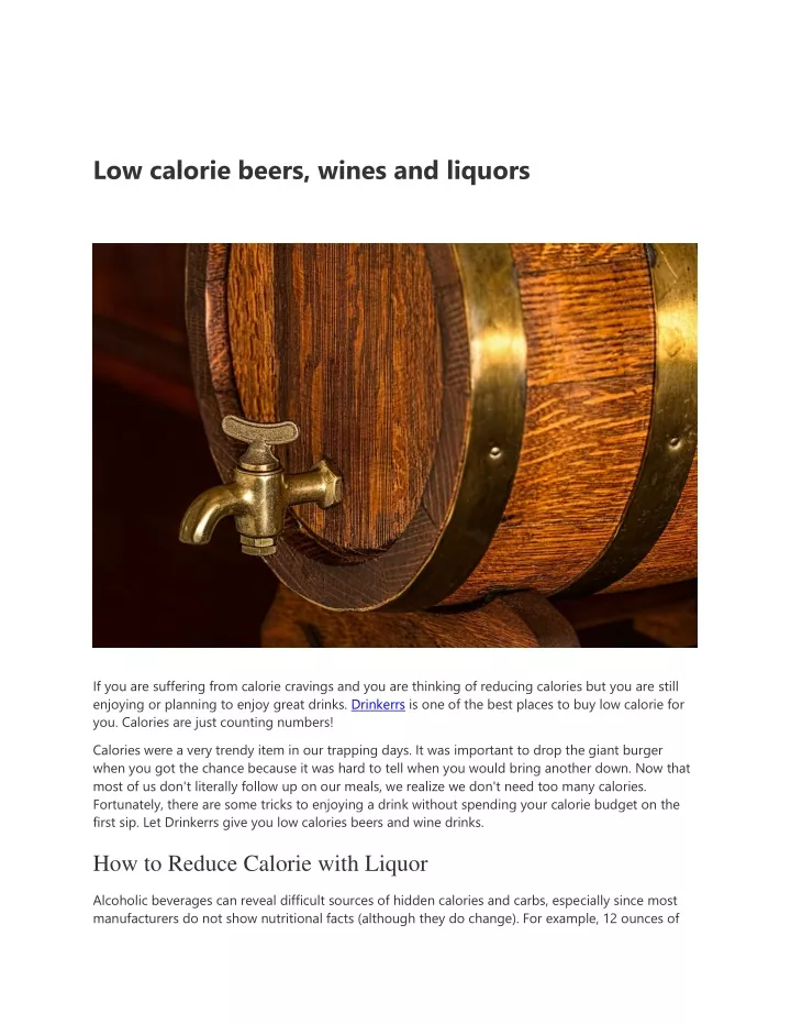 low calorie beers wines and liquors