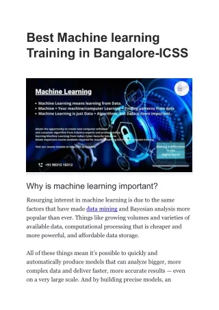 best machine learning training in bangalore icss