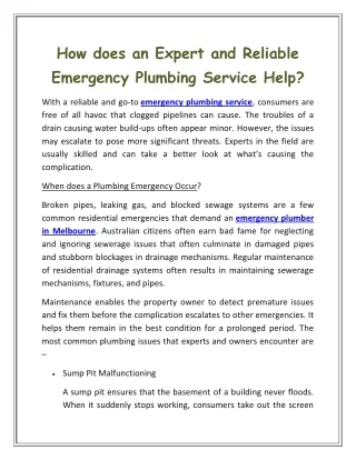 how does an expert and reliable emergency