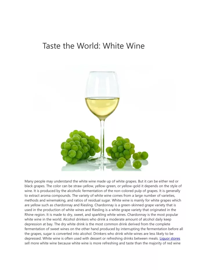 taste the world white wine