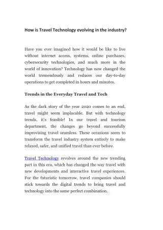 How is Travel Technology evolving in the industry?