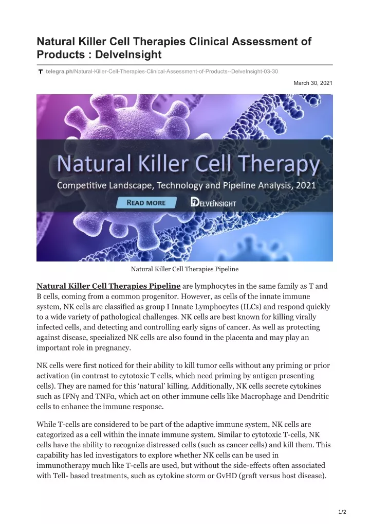 natural killer cell therapies clinical assessment