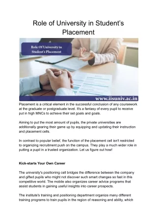 role of university in student s placement