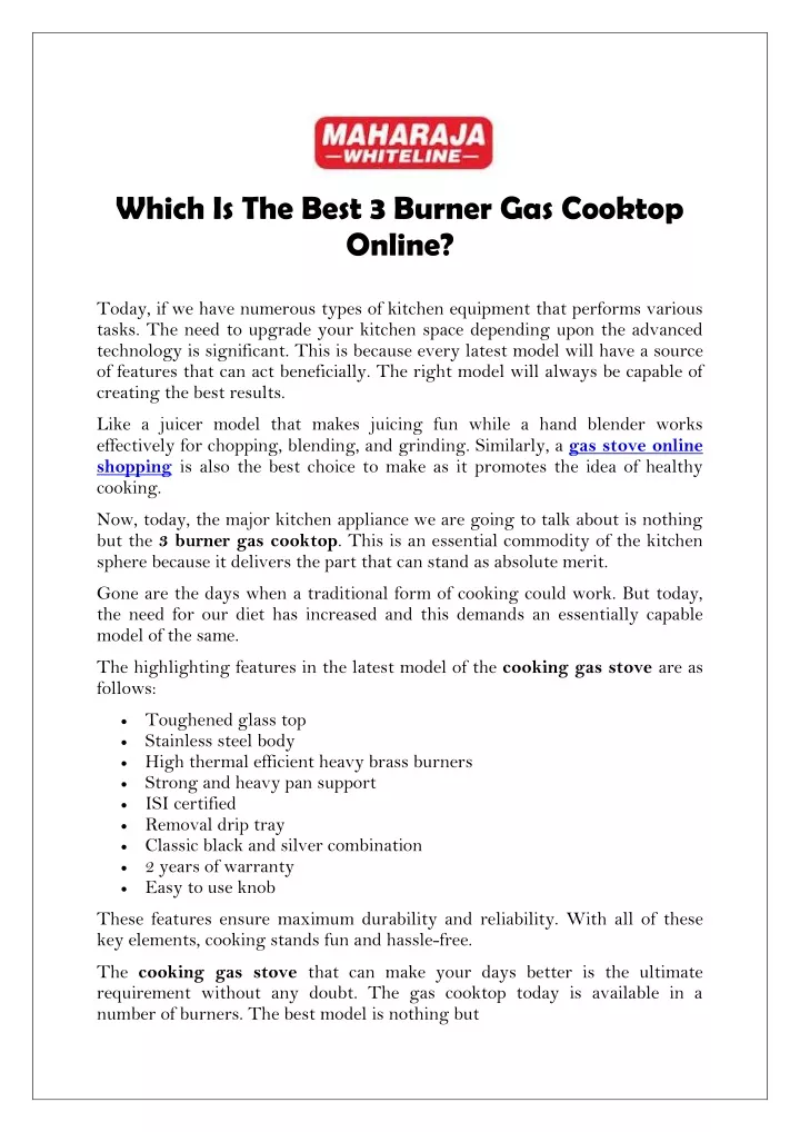 which is the best 3 burner gas cooktop online