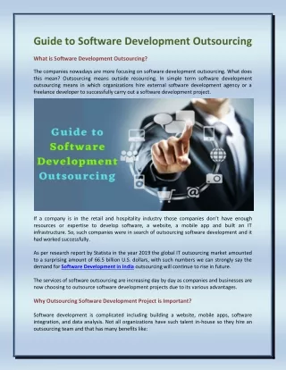 guide to software development outsourcing what