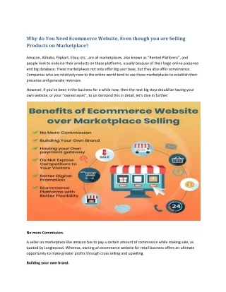 Why do you Need Ecommerce Website, Even though you are Selling Products on Marketplace?