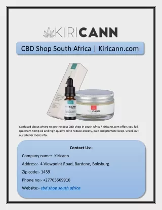 CBD Shop South Africa | Kiricann.com