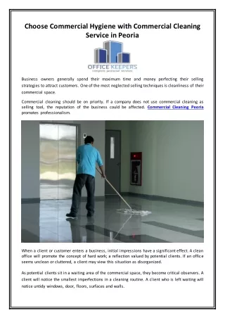 Choose Commercial Hygiene with Commercial Cleaning Service in Peoria