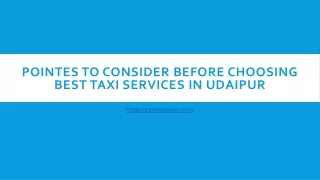 Pointes to consider before Choosing Best Taxi Services in Udaipur