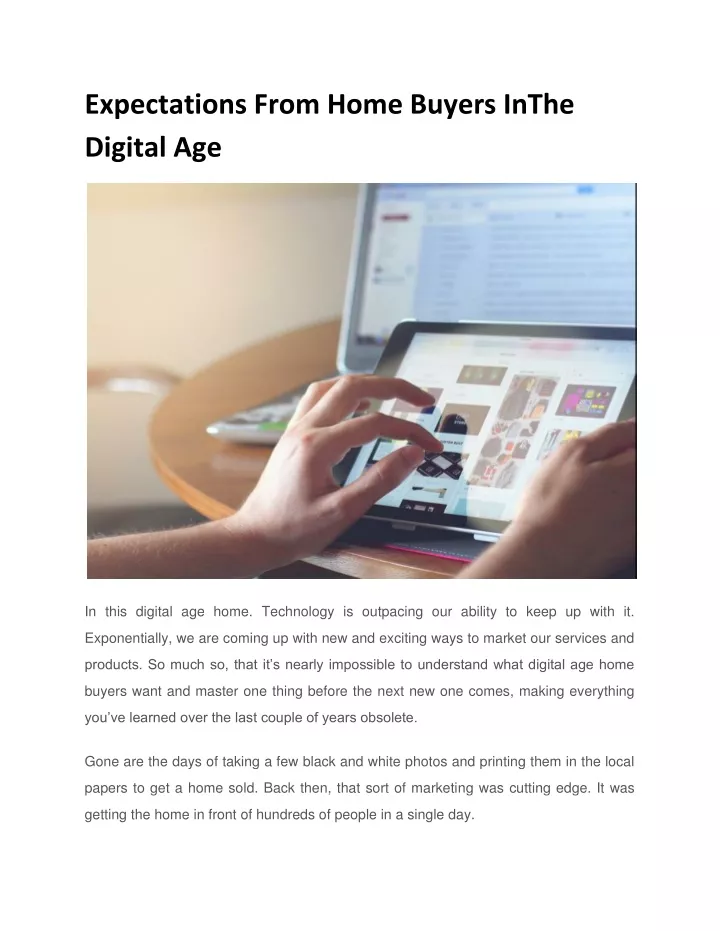 expectations from home buyers inthe digital age