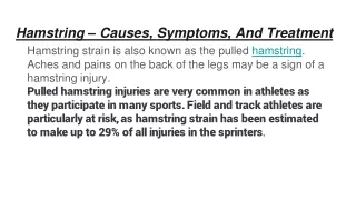 Hamstring – Causes, Symptoms, And Treatment
