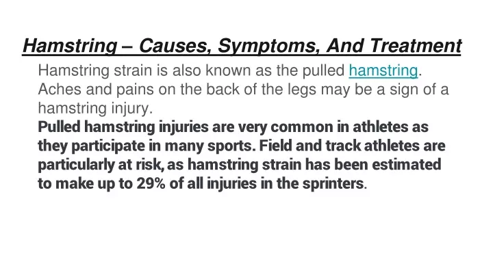 hamstring causes symptoms and treatment