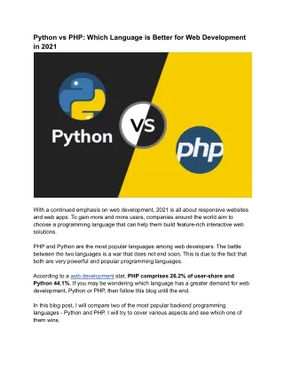 python vs php which language is better