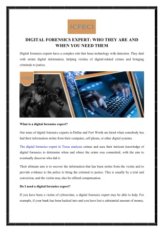 digital forensics expert who they are and when