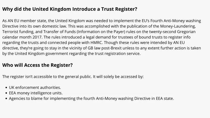 why did the united kingdom introduce a trust