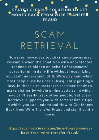 stated clearly solution to get money back from