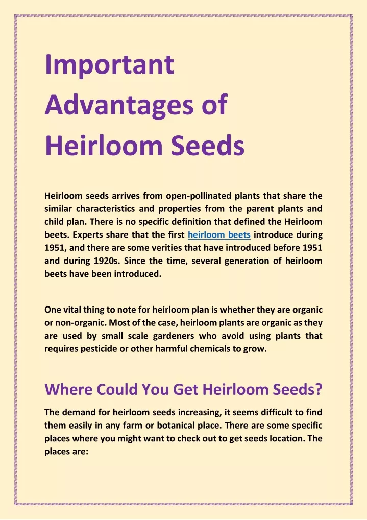 important advantages of heirloom seeds
