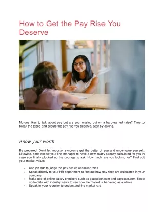 how to get the pay rise you deserve