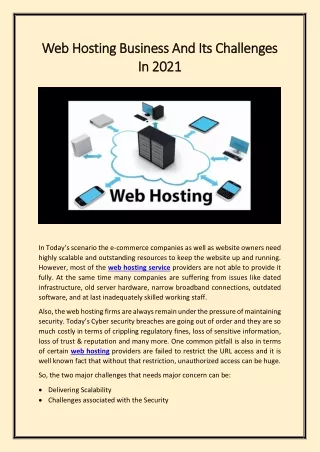 Web Hosting Business And Its Challenges In 2021