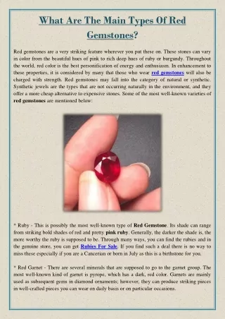 what are the main types of red gemstones
