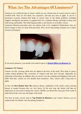 what are the advantages of lumineers