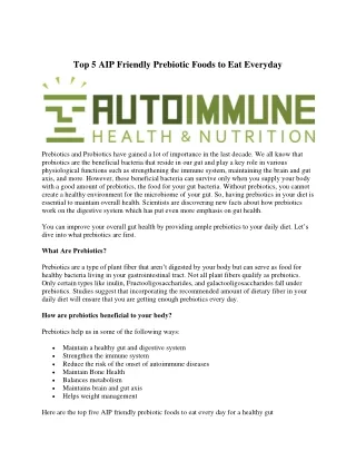 Top 5 AIP Friendly Prebiotic Foods to Eat Everyday
