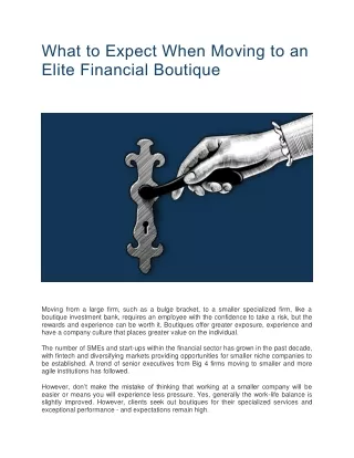 what to expect when moving to an elite financial