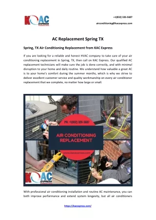Spring Texas Air Conditioning Replacement I AC Replacement Spring TX