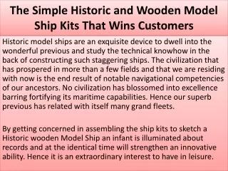 the simple historic and wooden model ship kits that wins customers