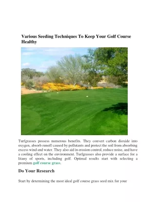 various seeding techniques to keep your golf