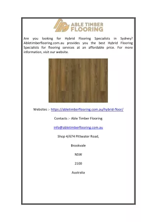 Hybrid Flooring Specialists Sydney | Abletimberflooring.com.au