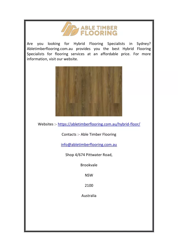 are you looking for hybrid flooring specialists