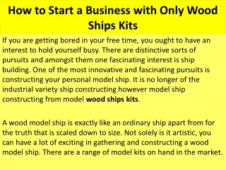 how to start a business with only wood ships kits