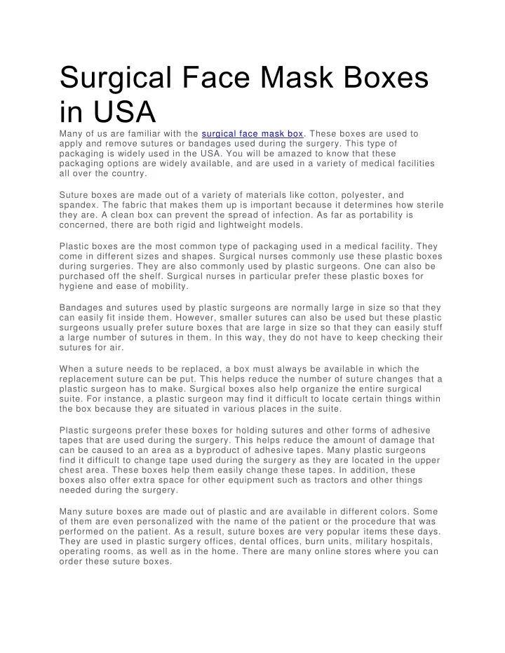 surgical face mask boxes in usa many