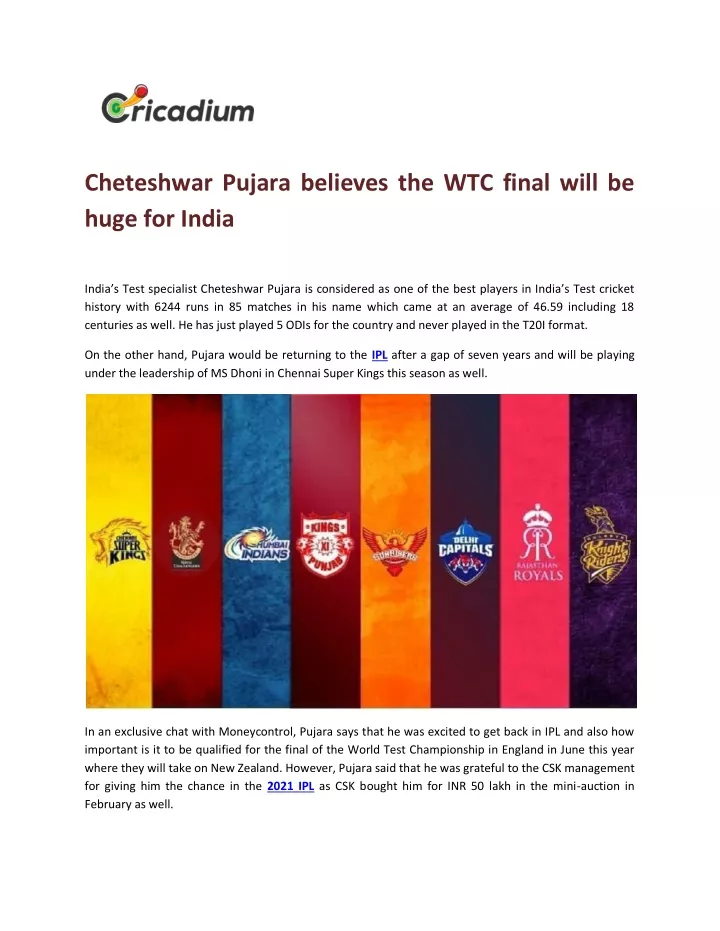 cheteshwar pujara believes the wtc final will