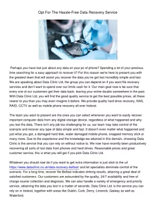 opt for the hassle free data recovery service