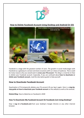 how to delete facebook account using desktop
