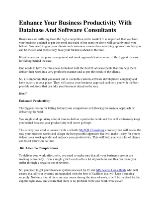 enhance your business productivity with database