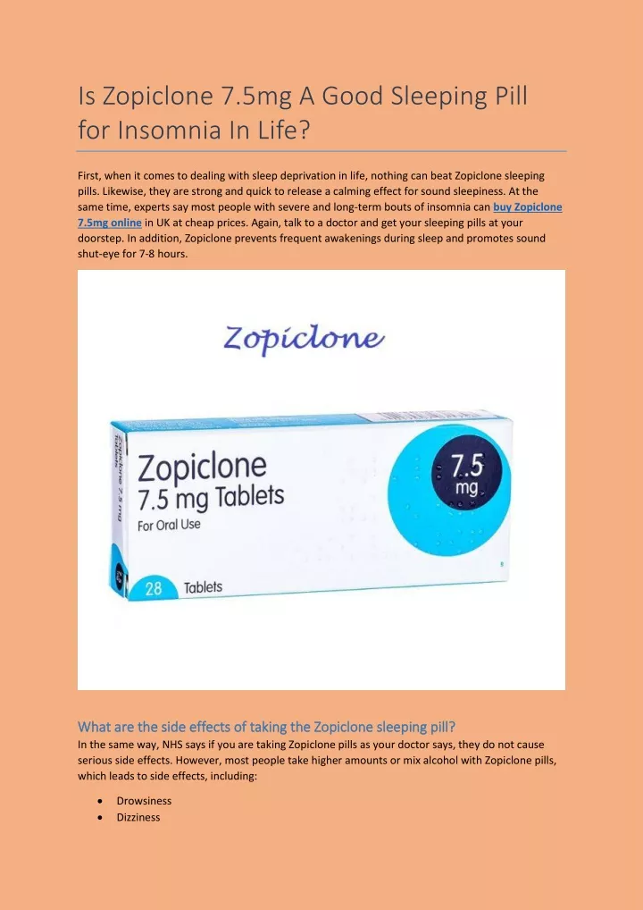 is zopiclone 7 5mg a good sleeping pill