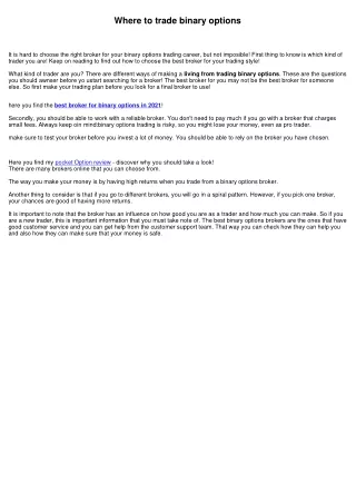 Best Broker for binary options